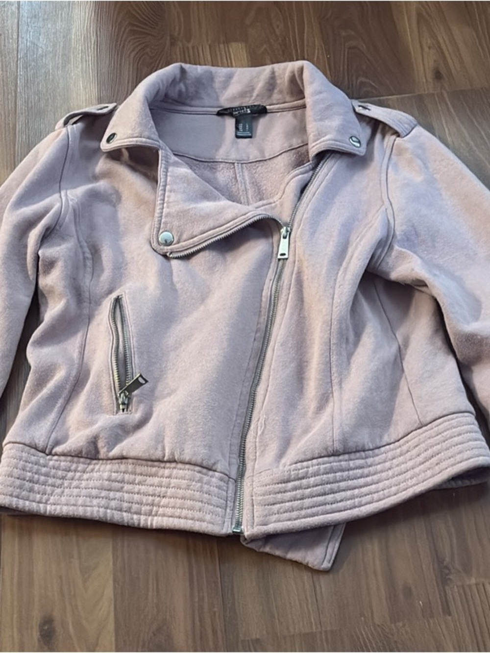 Streetwear Society Blush Pink Suede Moto Jacket